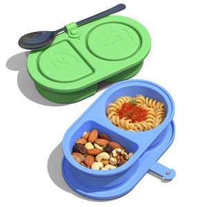 Boîte à sauce double compartiment en silicone personnalisée, boîte à collation portable avec couvercle, boîte bento sans odeur de qualité alimentaire pour condiments et sauces - Product Image 1