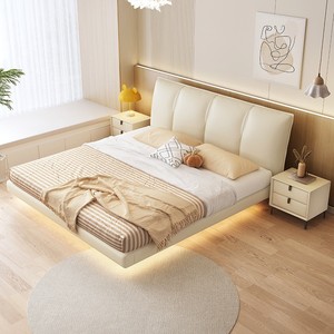 Kainice-Cabecero <span class=keywords><strong>de</strong></span> Cama Flotante <span class=keywords><strong>de</strong></span> Cuero PU Suave, Luz LED <span class=keywords><strong>de</strong></span> Inducción, Marco <span class=keywords><strong>de</strong></span> Cama Tapizado Doble para <span class=keywords><strong>Matrimonio</strong></span>, Diseño Moderno - Product Image 3