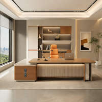 Ensemble de bureau complet en forme de L en MFC haut de gamme de style nordique avec chaise de direction en cuir – Vente en gros