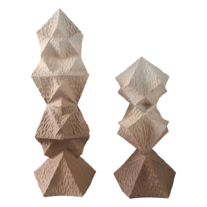 Sculture Geometriche a Torre, Statuette Astratte Moderne in Poliresina Texturizzata per Arredamento Casa, Soggiorno, Ufficio, Scaffale - Product Image 4