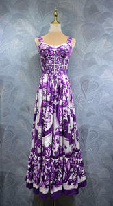 2025 estate elegante abito viola con stampa floreale XXL Maxi abito 100% in cotone da donna con spalline sottili eco-friendly grande Swing da sera - Product Image 2