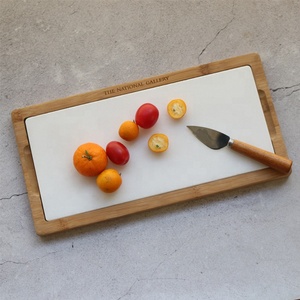 Juego de mesa de madera de bambú para cortar queso, juego de cuchillos de madera de mármol Natural hecho a mano - Product Image 1