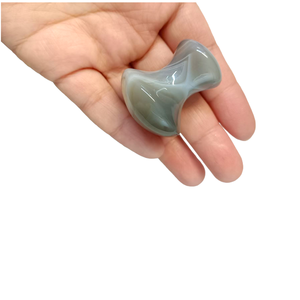 Herramienta de Masaje Facial de Ágata Gris Natural en Forma de Hongo, Tabla de Raspado Guasha, Antienvejecimiento, Reafirmante de la Piel, Desintoxicante, Portátil - Product Image 6