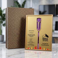 Trophée Pyramidal Personnalisé en Métal Poli Durable, Plaque Créative Émaillée de Couleur Haut de Gamme pour Récompense, Lettre de Nomination, Plaque de Distributeur