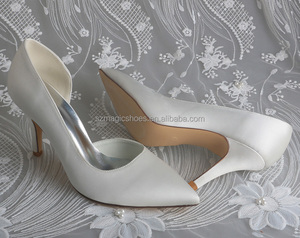 Personnalisé 8.5CM talon bout pointu chaussures de <span class=keywords><strong>mariage</strong></span> pour la mariée chaton talon <span class=keywords><strong>ivoire</strong></span> dames pompes - Product Image 3