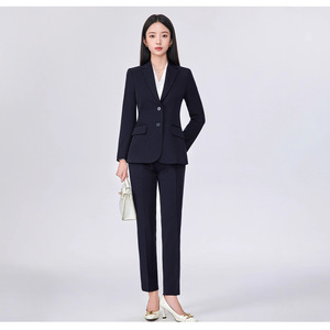 Women's Suit Set Polyester <b>Wool</b> Blend Full Sleeve Anti-Wrinkle Office Lady Autumn Formal Wear Professional Business Outfit - Product Image 3