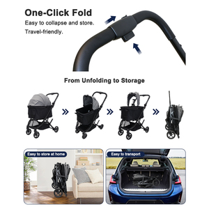 Promotional Price Aluminum Frame Multi-directional Window Large Space Outdoor Travel Foldable Pet Stroller - Product Image 3
