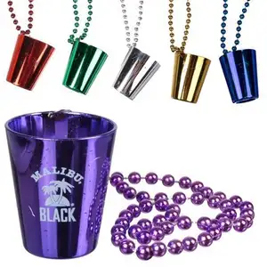 2023 nuove idee logo personalizzato Festival catena collana di perle di vetro forniture per feste Mardi Gras collane di perline di vetro di plastica OEM