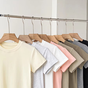 Custom Summer Heavy <b>Weight</b> <b>Blank</b> Cotton Slim Fit Women's T-shirts O-neck Casual Wholesale - Product Image 2