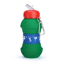 Bouteille d'eau pliable en silicone de 550 ml, anti-fuite, antichoc, portable pour les sports de plein air, la salle de sport, vente en gros, MOQ 300