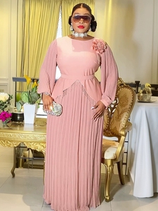 Commerce international transfrontalier, Robes pour femmes africaines, style européen <span class=keywords><strong>et</strong></span> américain, en mousseline, à lacets, taille haute, coupe trapèze, longues, pour usage quotidien - Product Image 5