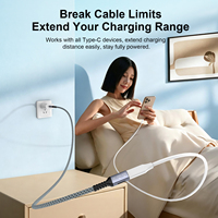 Cable de Extensión de Aleación de Aluminio Tipo-C a Tipo-C de 5A 240W, USB3.2 Gen2 20Gbps 5K60Hz