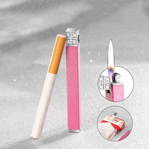 ไฟแช็คบุหรี่โลหะแบบพกพาสำหรับผู้ชายไฟแช็คสีน้ำตาลแบบแถบบาง - Product Image 3