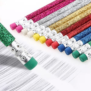 Crayon à paillettes HB <span class=keywords><strong>Daubigny</strong></span> en bois de peuplier coloré pour enfants, crayons standard, ensemble de crayons de bureau et d'école, logo OEM, écriture noire, rond - Product Image 3