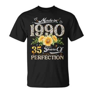 Camiseta sin mangas floral para el 35.º cumpleaños, diseñada con margaritas, hecha en 1990, 35 años, para promociones - Product Image 1