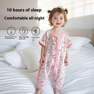 Sac de couchage en gaze pour bébé Printemps Été Couette fine avec jambes à manches courtes Imperméable pour toutes les saisons Motif de dessin animé - Product Image 3