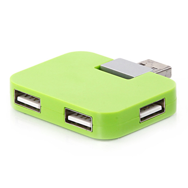 Mini Swivel 4 in 1 USB 2.0 Hub Square Design with Multi-Ports for Computers & Cars Custom Logo in Stock