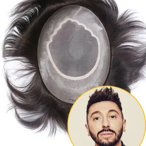-<span class=keywords><strong>ARES</strong></span> duradero capaz de tinte de cabello Remy indio pieza hombres tupé peluca - Product Image 1
