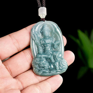 Colgante de Jadeíta Natural Azul Agua, Bodhisattva Manjusri, Diseño Original UNISEX, Regalo con Certificado de Tasación GY54 - Product Image 3