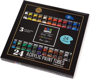 Ensemble de peinture acrylique de qualité artistique Bonvan Bbv7030 12 ml, 24 couleurs, peinture artistique, comprend des pinceaux, toile, bois, tissu, céramique, artisanat - Product Image 1