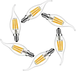 LED Filament E14 C35 Filament Lamp for Chandeliers 4W LED Bulb Replaces 40 W Incandescent Bulb Warm White 2700 K