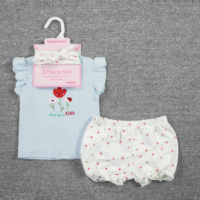 Ensembles de Vêtements d'Été pour Bébés en Gros 0-24 Mois, Lot de 3 Pièces avec Bandeau, Motif Floral en Coton, Style Européen-Américain