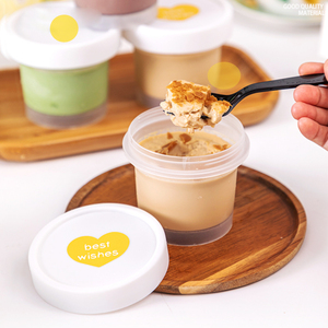 Ly nhựa đựng tráng miệng cao cấp có nắp, ly kem dùng một lần, ly nhựa tùy chỉnh, ly tròn PP đựng bánh pudding, thạch - Product Image 2