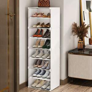 Porte-<span class=keywords><strong>chaussures</strong></span> en plastique PP réglable à 8 couches de haute qualité Organisateur de meubles de maison modernes avec porte givrée blanche pour hôtels - Product Image 4