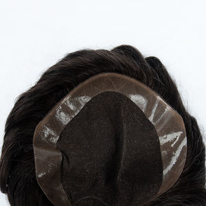 Prothèse capillaire pour hommes en cheveux humains indiens 100% naturels, avec base en dentelle ultra-fine et système de fixation à clips - Product Image 2