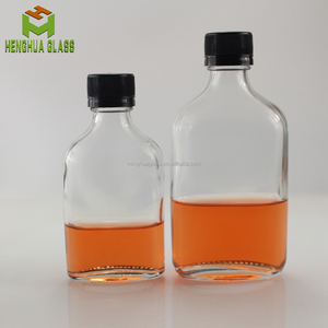 Flacon en <span class=keywords><strong>verre</strong></span> de 200ml bouteille <span class=keywords><strong>20cl</strong></span> Gin plat vodka whisky bouteille en <span class=keywords><strong>verre</strong></span> 7oz bouteille d'alcool avec bouchon en <span class=keywords><strong>plastique</strong></span> noir inviolable - Product Image 2