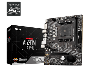 Carte mère MSI A520M-A PRO Micro-ATX de haute qualité, AMD A520 AM4 DDR4 M.2 NVMe, compatible avec les processeurs Ryzen 5000 Series, pour ordinateur de bureau - Product Image 1