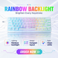 Clavier de jeu mécanique filaire USB Type C à 61 touches, commutateur rouge, brun, vert, rétroéclairage RVB, compact