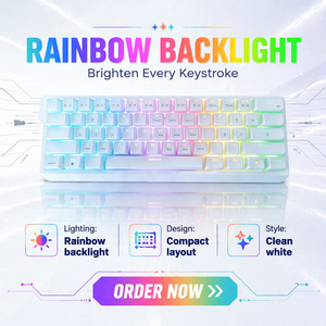 Clavier filaire USB Type C à 61 touches avec interrupteur rouge brun vert Clavier rétroéclairé RVB Clavier mécanique pour jeux Clavier compact - Product Image 3