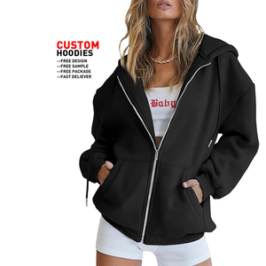 Giacca Autunnale per Ragazze, <span class=keywords><strong>Felpa</strong></span> Oversize da Donna <span class=keywords><strong>con</strong></span> Logo Frontale, Casual <span class=keywords><strong>con</strong></span> Cappuccio e <span class=keywords><strong>Zip</strong></span>, Tessuto Intrecciato per Primavera - Product Image 2