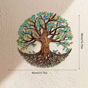 Décoration <span class=keywords><strong>murale</strong></span> en métal colorée <span class=keywords><strong>de</strong></span> style Art déco, <span class=keywords><strong>Arbre</strong></span> <span class=keywords><strong>de</strong></span> <span class=keywords><strong>vie</strong></span>, pour la maison, le jardin et la cour, décoration <span class=keywords><strong>murale</strong></span> européenne et américaine - Product Image 5