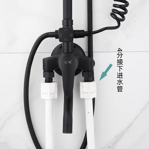 Juego de ducha termostático empotrado negro con cabezal de refuerzo, todo en cobre con acabado mate, pulverizador de masaje, burbujas, lluvia y dispensador de jabón rectangular - Product Image 3