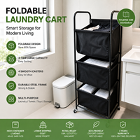 Chariot de rangement pliable en acier inoxydable pour la lessive, avec roulettes, pour la maison et l'industrie, 10+ ans d'expérience, emballage personnalisé avec logo pour la vente au détail