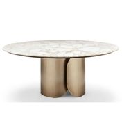 Ensemble table à manger ronde de luxe 12 places en marbre design en métal