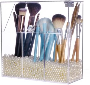 Hộp Đựng Cọ Trang Điểm Có Nắp, Nắp Chống Bụi, Hộp Đựng Đồ Trang Điểm Acrylic Với Hạt Ngọc Trai - Product Image 1