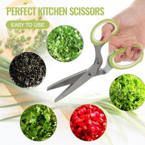 キッチンガジェット多機能野菜はさみキッチンハーブシアーカッターステンレス鋼5ブレードハーブはさみクリーニングコーム付き - Product Image 2