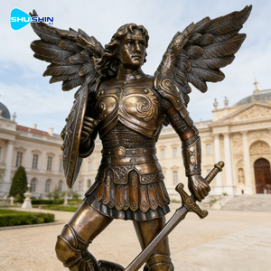 Sculture di Angeli Maschili in Bronzo Personalizzate con Stampa UV ed Elettroplaccatura a Grandezza Naturale Nobili ed Eleganti per Decorazioni Esterne - Product Image 4