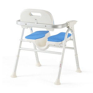 Chaise de douche Hejianze en alliage d'aluminium, capacité de 150 kg, antidérapante, pliable, avec dossier et accoudoirs - Product Image 4
