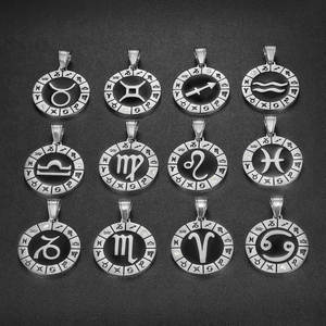 Collar de Acero Inoxidable Chapado en Oro con Colgante de Moneda de <span class=keywords><strong>Signo</strong></span> Zodiacal Personalizado, Joyería de Alta Calidad Sin Deslustre - Product Image 2