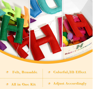 Guirnaldas de Fieltro con Diseño de Arcoíris para Cumpleaños, Banderines, Borlas, Bolas, Decoración para Fiestas de Cumpleaños Infantiles y de Adultos - Product Image 5