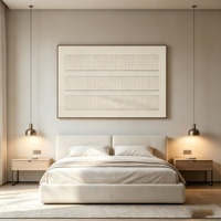 Décoration d'intérieur, toile peinte à la main, panneau mural, image, texture rayée beige 3D, Wabi Sabi, peinture à l'huile acrylique faite à la main, cadre