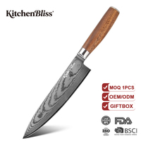 Service OEM ODM KitchenBliss, couteaux de cuisine en acier Takefu VG-10, 67 couches d'acier Damas, couteaux japonais pour chef