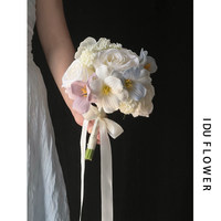 Buket Bunga Sutra Simulasi Gaya Prancis Buatan Tangan Little Red Riding Book, Rekomendasi untuk Foto Pernikahan Pengantin, Bunga Tulip