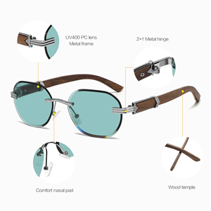 Lunettes de soleil sans monture à logo personnalisé Lunettes de soleil pour homme en bois de créateur de marque 2024 - Product Image 5