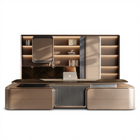 Bureau de direction moderne de luxe en forme de L, utilisation commerciale, matériau en panneaux de bois, design modulaire