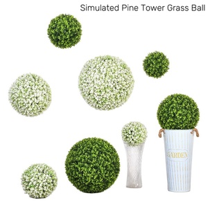 Boule de <span class=keywords><strong>tour</strong></span> de <span class=keywords><strong>pin</strong></span> de plante de simulation boule d'herbe verte marguerite boule d'herbe centre commercial décoration d'activité de mariage - Product Image 2